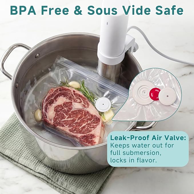Reusable Vacuum Sealer Bags for Food – 30 BPA-Free Large (11.8 x 13.4in) Food Storage Bags, Freezer Microwave Safe, Odor-Resistant, Leak-Proof – Compatible with Handheld Vacuum Sealers