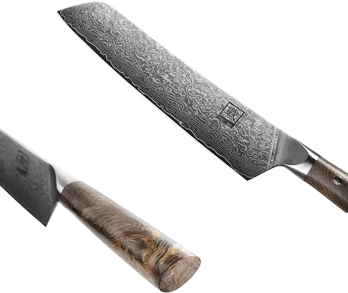 zayiko Jun Damascus Kitchen Knife Set – 3-Piece Professional Chef Knife Collection | 67-Layer VG10 Core Steel | Maple Wood Handles | Chef, Carving & Utility Knives in Wooden Gift Box