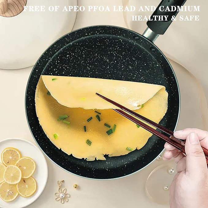 LECOOKING Nonstick Dosa Pan, Crepe Pan,Comal Para Tortillas, Non-Stick Pancake Griddle Compatible with Induction， also for Crepes.9.5 inch