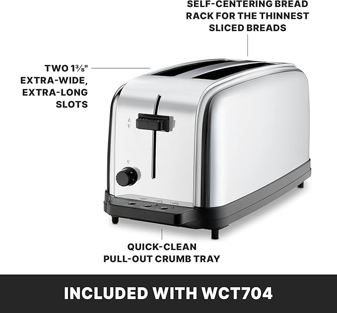 Waring Commercial WCT704 4 Slice Extra Long Slot Light Duty Pop-Up Toaster, 120V, 5-15 Phase Plug