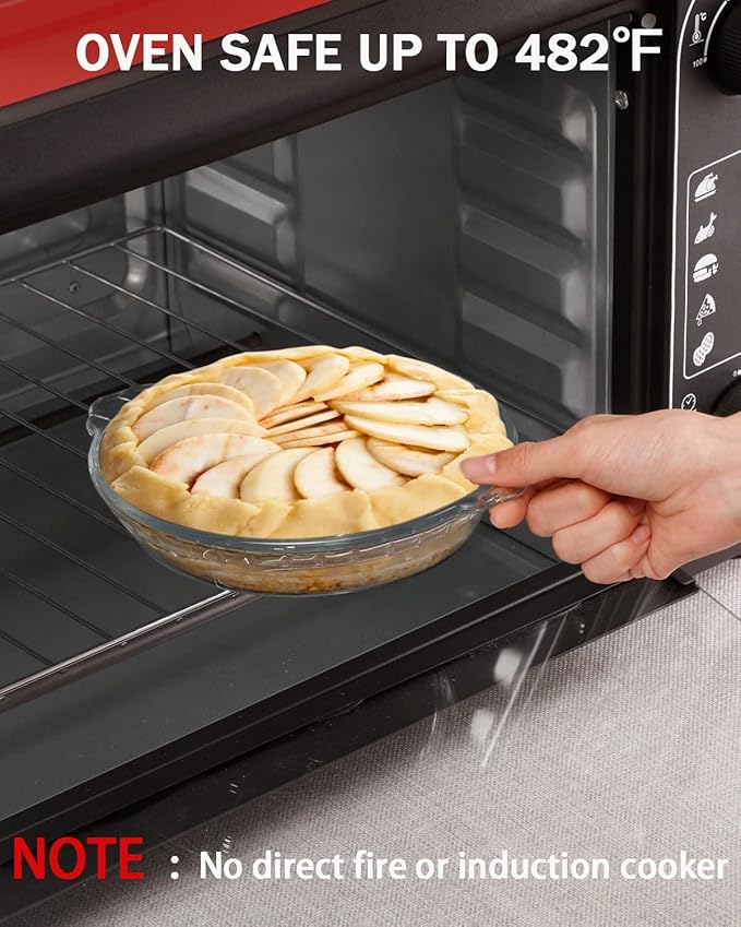 ZYER Mini Pie Plate 11.6oz Tart Pan Easy Grab Glass Pie Pan for Single Serving Pie Dish for Baking, 6.5 Inch