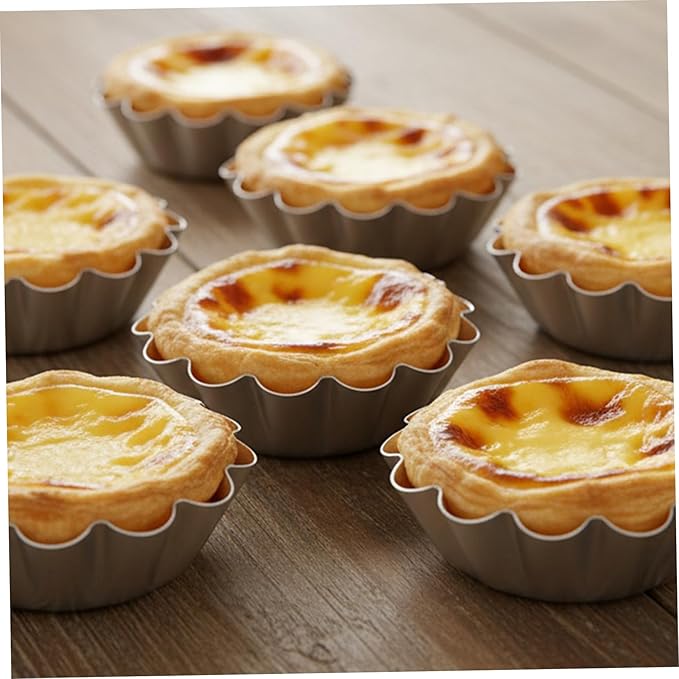 Uanqfegy Non-Stick Flower Shape Egg Tart Molds, 6-Pack Reusable Baking Pans for Tarts, Cakes & Puddings/4.7 Inch