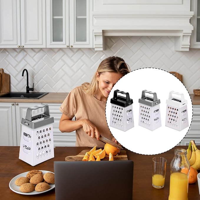 6 Pcs Mini Cheese Grater Professional Box Grater Stainless Steel Fine Coarse Handheld Slicer with 4 Sides Small Box Food Shredder Safe Zester for Kitchen Cheese Garlic Ginger Vegetable Potatoes