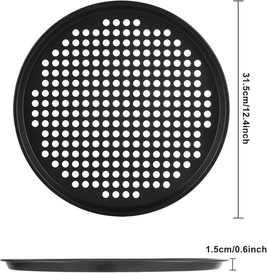 AKOLAFE 6 Pack 12 Inch Pizza Pan for Oven Round Pizza Pan with Holes Large Pizza Tray Set Carbon Steel Non Stick Pizza Plates Perforated Pizza Baking Sheet Personal Metal Platter for Grilling, Cooking