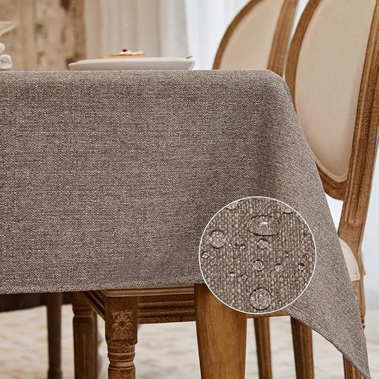 BALCONY & FALCON Small Square Tablecloth Washable Wrinkle Resistant and Water Proof Table Cloth Decorative Linen Tablecloths for Bedside End Table Bedroom Nightstand (Taupe Gray, 35x35)