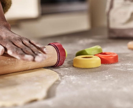 Joseph Joseph PrecisionPin - Rolling Pin with adjustable pastry thickness, Baking and dough rollers, Beech Wood, Multicolor