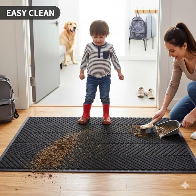 Front Door Mat,2'x6' Indoor Outdoor Entry Mat, Commercial Door Mat Indoor Outdoor Entrance, Heavy Duty Welcome Mat, Rubber Backing Non Slip Doormat for Entryway,Large Industrial Entry Rug