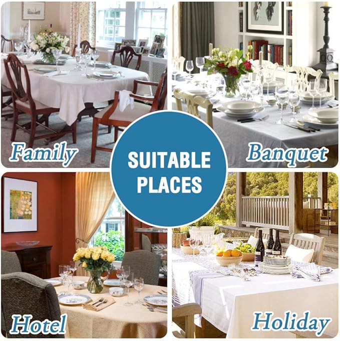 H.VERSAILTEX Linen Textured Table Cloths 60 x 84 Inch Premium Solid Tablecloth Spill-Proof Waterproof Table Cover for Dining Buffet Feature Extra Soft and Thick Fabric Wrinkle Free, Taupe