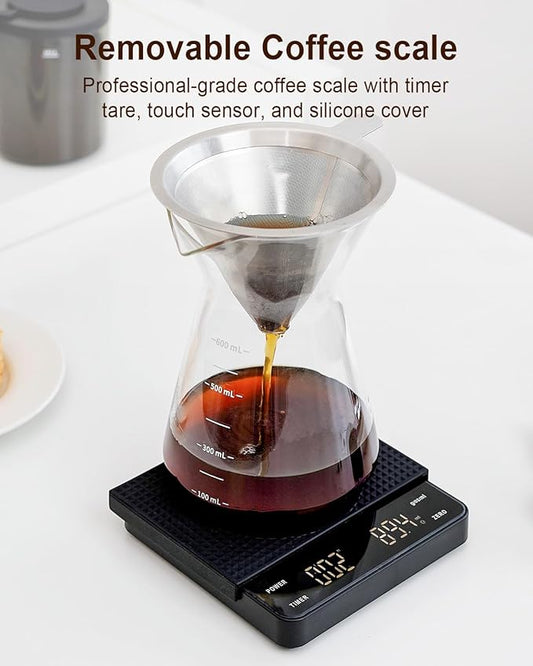 MOKKOM Coffee Grinder with Removable Coffee Scale, Anti-static Conical Burr Coffee Bean Grinder, 31 Precise Settings for French Press/Cold Brew/Pour Over/Drip/Espresso