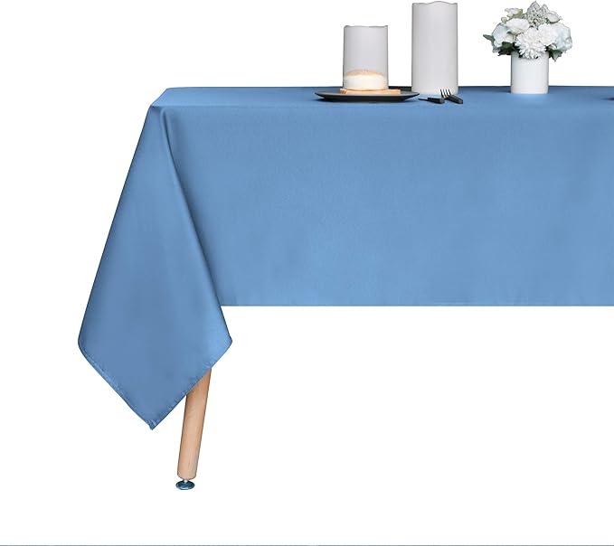 Obstal 210GSM Rectangle Table Cloth, Water Resistance Microfiber Tablecloth, Decorative Fabric Table Cover for Outdoor and Indoor Use (Sky Blue, 60 x 102 Inch)