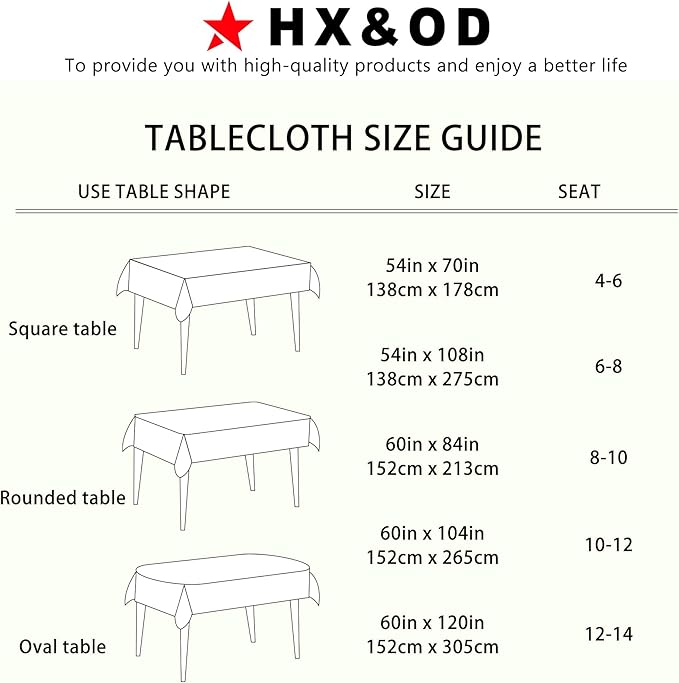 HX&OD Rectangular Tablecloth Cationic Fabric Waterproof Stain Resistant Wrinkle-Resistant for Home/Decoration/Party/Buffet/Wedding/Dining Room/Camping