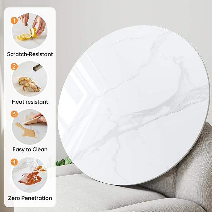 Lazy Susan Turntable 27.5 Inch - 360° Silent Rotating Anti-Slip Serving Tray, Heavy Duty Centerpiece for Kitchen, Dining & Coffee Table - White Modern Design with Non-Slip Base