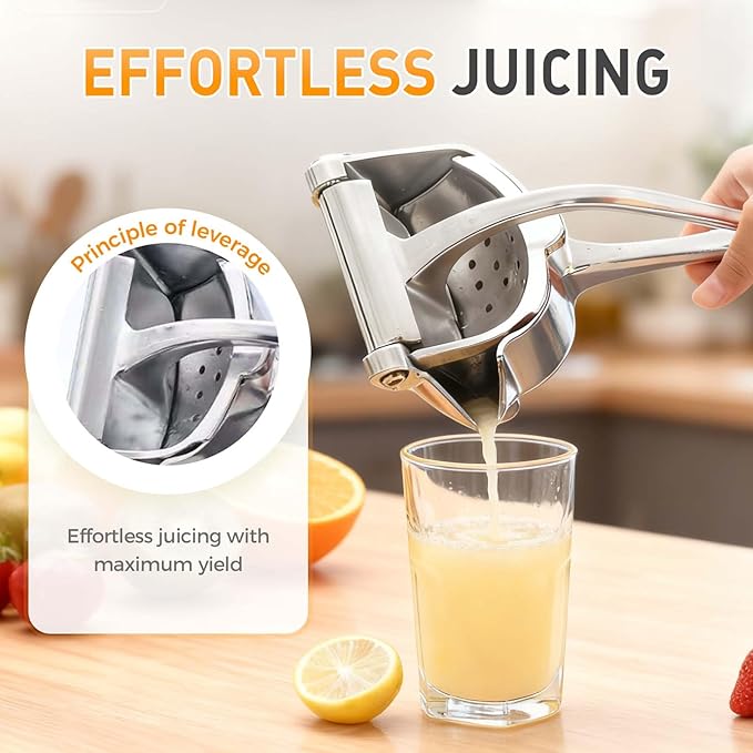 Aluminum Alloy Manual Hand Press Juicer for Citrus Fruits, Fresh Fruit Juice Extractor, Lemon Orange Lime Grapefruit Pomegranate Squeezer (1 PCS)