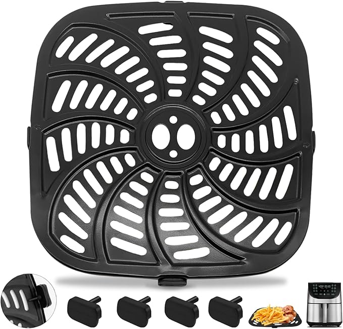 GWBSXM Air Fryer Grill Pan for Gourmia GAF856 GAF826 8QT, Nonstick 9.8''*9.8'' Square Air Fryer Replacement Parts Accessories Rack Tray Grill Plate Crisper Plate