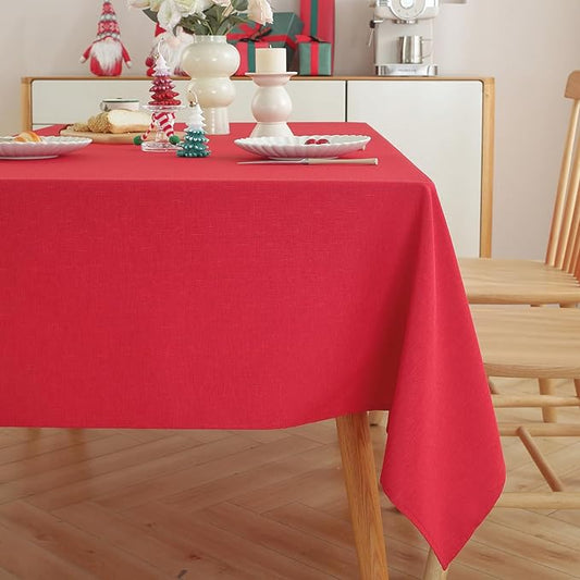 Alsoo Square Table Cloth,60X60 Inch Waterproof Linen Table Cloths Spill Proof and Washable Wrinkle Free Table Cover for Dining Table, Kitchen, Christmas，Parties and Wedding, Red