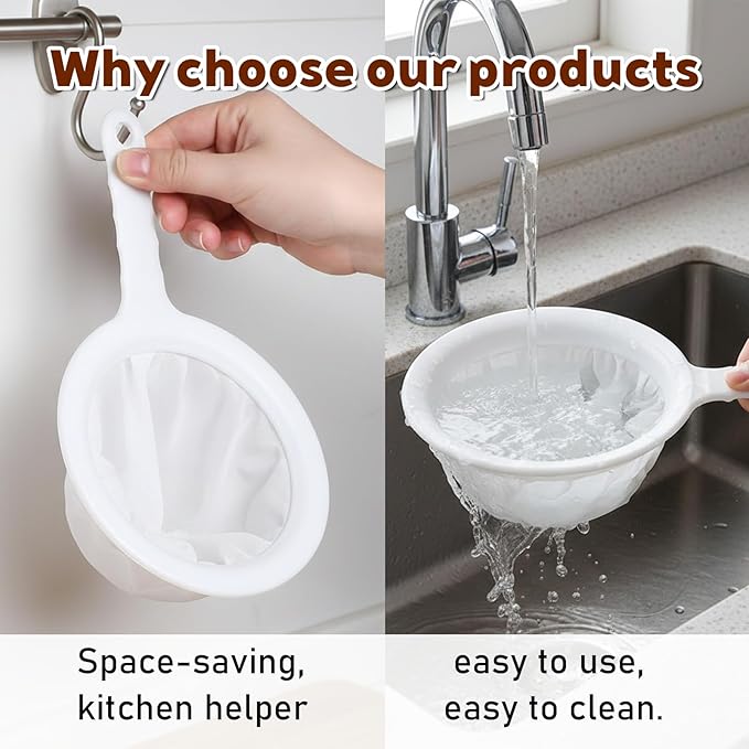Ultra-Fine Nylon Mesh Strainer 5.51 Inch, Plastic Sieve Fine Mesh with Handle, Kitchen Food Yogurt Mesh Sieve, Mini Brine Shrimp Separation for Filtering Juice Milk Soy Coffee Honey Wine (400 mesh)