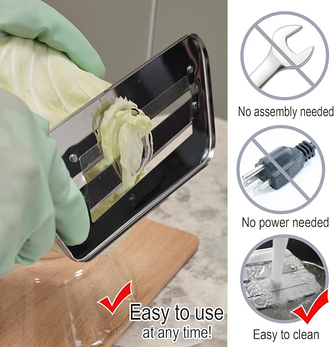 2026 New Cabbage Shredder for Coleslaw, Stainless Steel Shredder Knife, Stainless Steel Dual Blade Julienne Cutter, Kitchen Multifunctional Vegetable Cutter Slicer (2PCS)