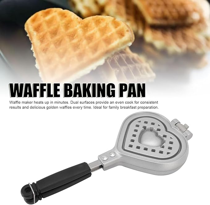 Stovetop Waffle Pan, Aluminum Alloy Nonstick Waffle Maker Pan Heart Shape Waffle Pan for Waffles Sandwich Toaster, Breakfast, Sandwich Baking