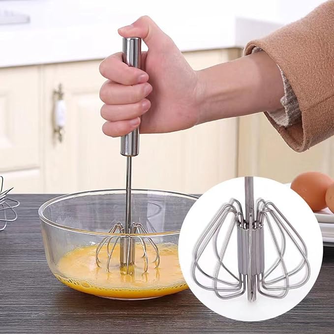 Semi Automatic Whisk, Stainless Steel Automatic Egg Whisk for Milk, Egg, Cream, Kitchen, Restaurants, Bars (2)