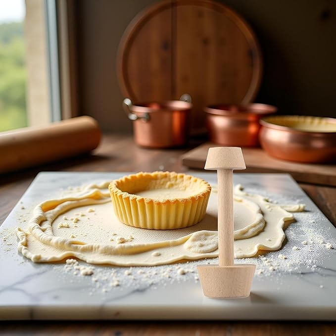 JIANSHUILIAN 2Pcs Tart Tamper Pastry Tamper Double Side Wooden Egg Tart Tamper Mold DIY Cake Pastry Pusher for Kitchen Party Baking Tools Tart Tamper, Pie, Tart and Quiche Pans,Tart Pans