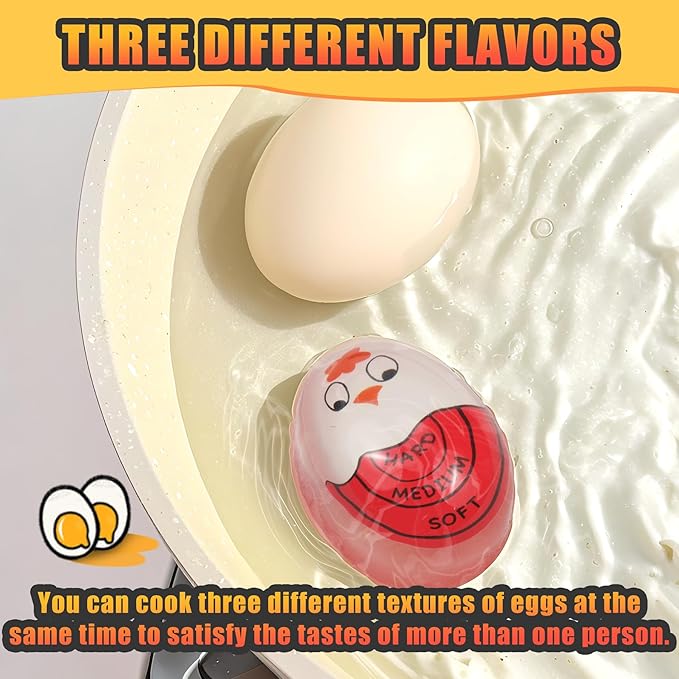 Egg Timer for Hard Boiled Eggs Soft Boiled Color Changing Indicator Tells When Eggs are Ready, Red 2pcs