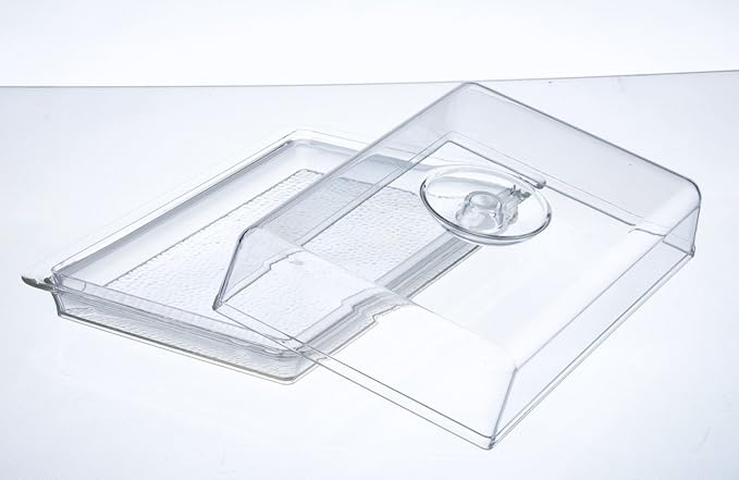 Clear Premium Acrylic Rectanglees Serving Tray with Lid (12.63" x 8.75" x 3.38") Perfect for Parties, Events, & Dining