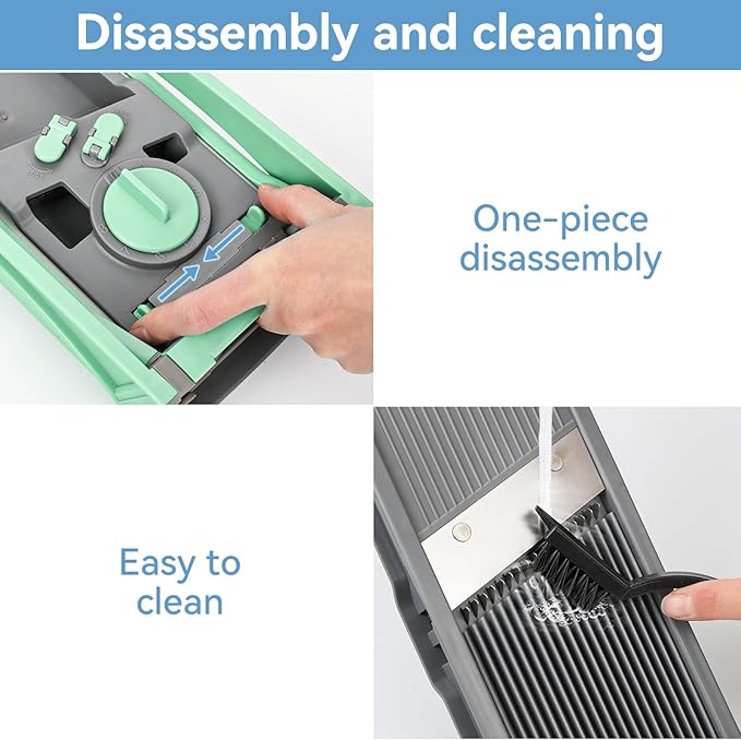Upgrade Safe Mandoline Slicer Plus, Adjustable Potato Slicer, Vegetable Chopper Food Slicer, Fries Cutter, Veggie Salad Chopper Kitchen Chopping Artifact Christmas Gifts green