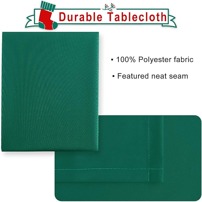 Hiasan Tablecloth for Rectangle Tables - Waterproof and Spillproof Washable Fabric Table Cloth for Dining Room Kitchen Party, 60 x 102 Inch, Emerald Green