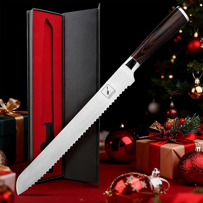 imarku Serrated Bread Knife,10-Inch German HC Stainless Steel of Slicer, Professional Grade Serrated Edge Cake Knife Bread Cutter for homemade Crusty, Best Birthday Gifts for Family and Friends