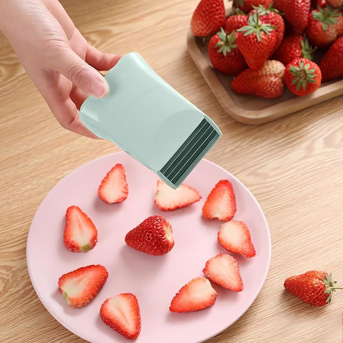 Luxshiny 2Pcs Strawberry Slicer Cup: Fruit Slicer Cup for Strawberry, Egg, Banana, Mushroom, Cucumber, Kiwi and Veggie - Green