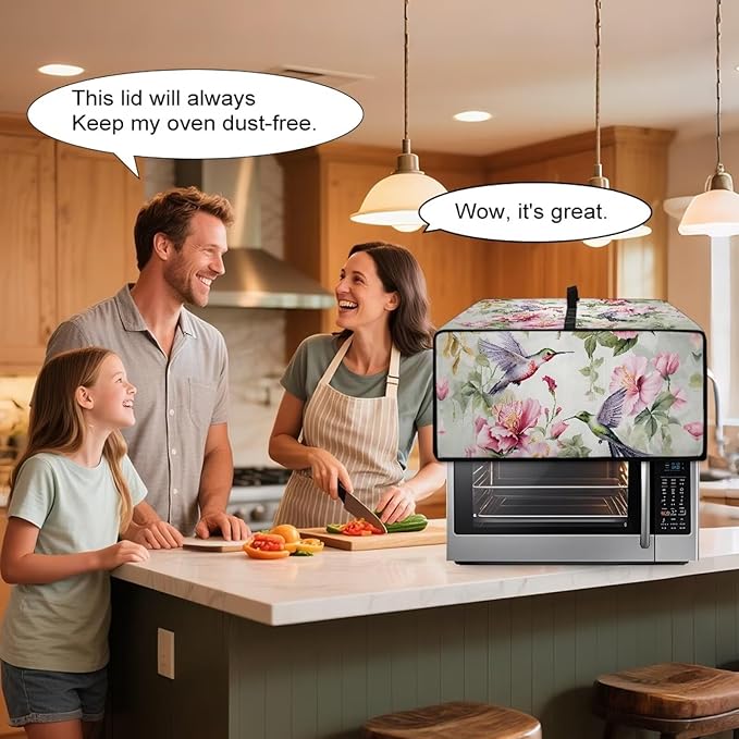 Doojoayie 6 Slice Toaster Cover Hummingbird 6 Slice Small Appliance Covers Stain Resistant & Dustproof Kitchen Appliance Protector Flower Print