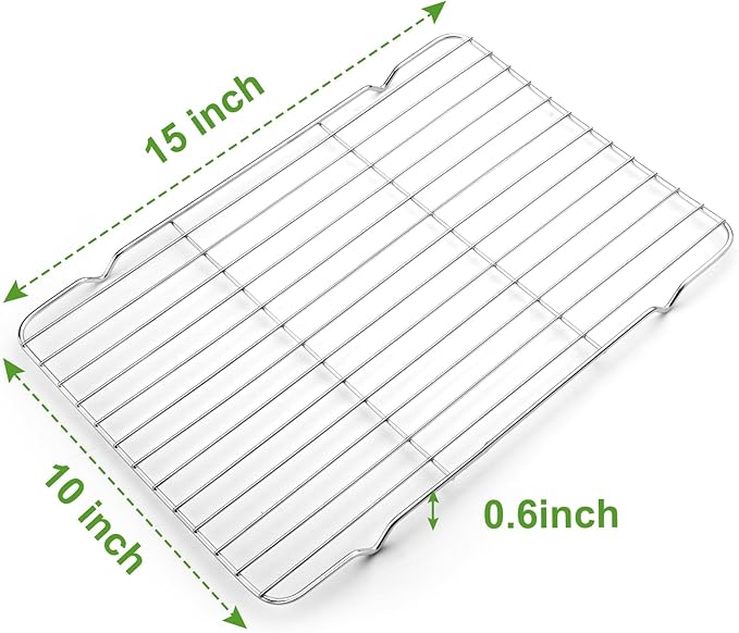 Cooling Rack and Baking Rack with Stainless Steel, 2 - Pack 10 x 15 Inches Heavy Duty Cooling Racks for Cooking and Baking, Sturdy Cookie Cooling Rack, Easy to Clean Oven & Dishwasher Safe
