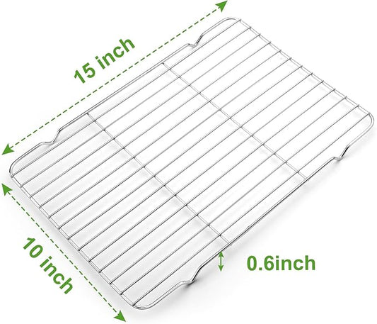 Cooling Rack and Baking Rack with Stainless Steel, 2 - Pack 10 x 15 Inches Heavy Duty Cooling Racks for Cooking and Baking, Sturdy Cookie Cooling Rack, Easy to Clean Oven & Dishwasher Safe