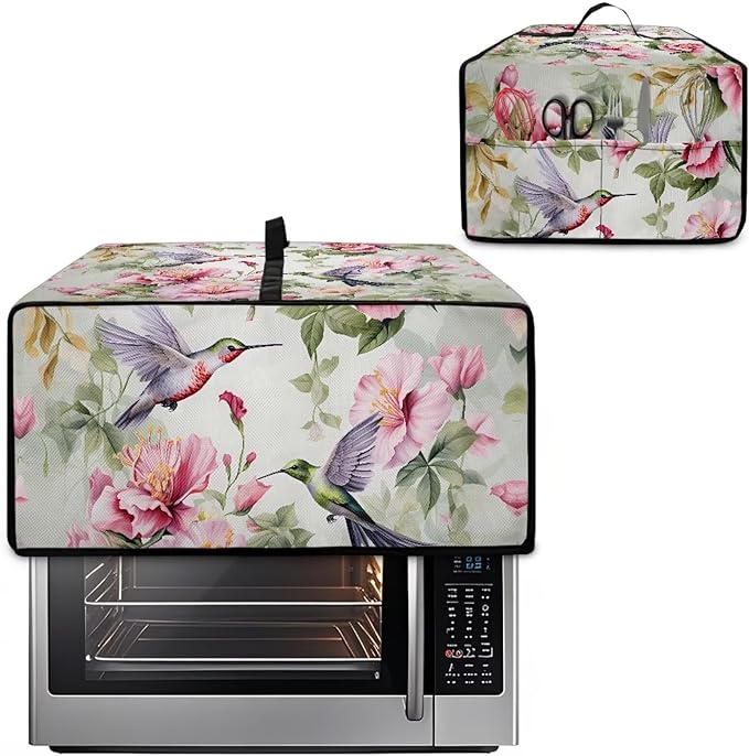 Doojoayie 8 Slice Toaster Cover Hummingbird 8 Slice Small Appliance Covers Stain Resistant & Dustproof Kitchen Appliance Protector Flower Print