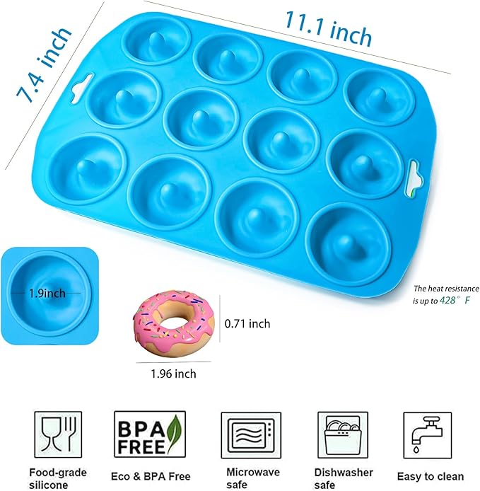 Cupidove Silicone Donut Pan, Bite Size Silicone Donut Molds for baking, Mini Donut Mold Heat Resistant, Mini Baking Mold for baking delicious donuts, Non-stick Bottom, Easy to Clean