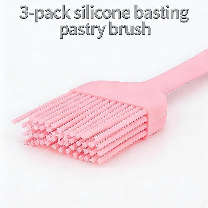 3-Pack Silicone Basting Pastry Brush for Baking Cooking Bbq Grill Spread Oil Butter Sauce