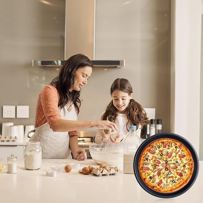 1Pcs 6 Inch Pizza Pan, Carbon Steel Non-Stick Deep Dish Baking Pan for Pizza, Pies, Cakes - Thickened Round Bakeware Sheet for Oven, Kitchen & Restaurant Use(6inch)