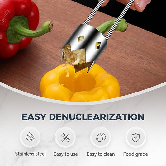 Red Bell Pepper Corer, 2025 Upgraded Stainless Steel Fruite Corer,Vegetable Pineapple Corer Tool Cutter Pepper Seed Remover Tool,For Vegetables Fruit Corer Kitchen Gadget (3, A)
