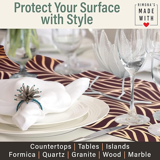RIMONA'S Thermo Heat Resistant Table Runner and Trivet for Hot Dishes - Waterproof Hot Plates to Protect Table and Countertop - Kitchen & Dining 350F Heat Protector 40" - The Everyday Jute Lace