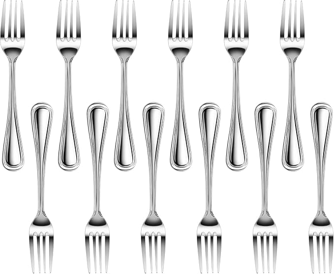 New Star Foodservice 58048 Slimline Pattern, 18/0 Stainless Steel, Dinner Fork, 7.5-Inch, Set of 12