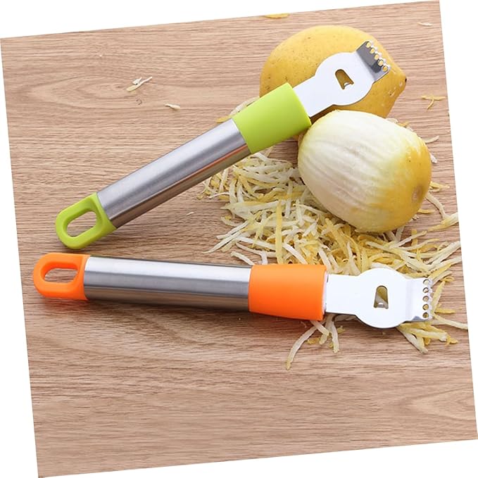 Cabilock Stainless Steel Lemon Zester and Peeler with Razor Teeth for Citrus and Chocolate Slicing Comfortable Grip for Cooking and Decoration Random Color Random Color