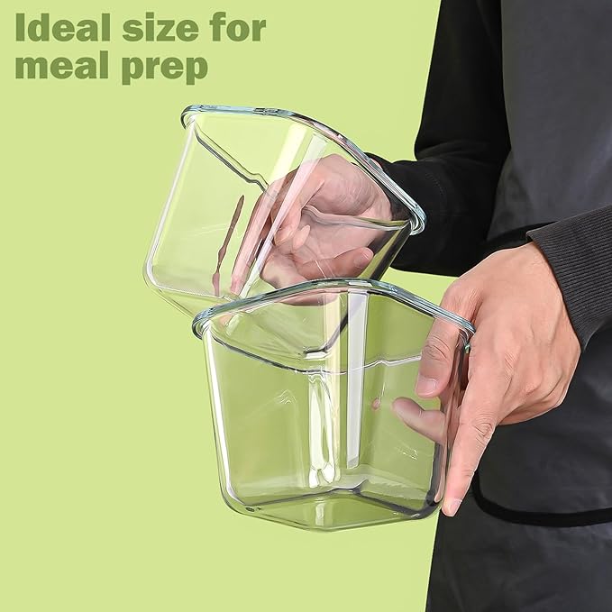 Glass Soup Containers with lids 4 Cup, 32 oz Glass Storage Containers, Tall Borosilicate Glass Food Storage Containers for Lunch, Ice Cream, Travel and Deli, Soup Freezer Safe Containers with Lids