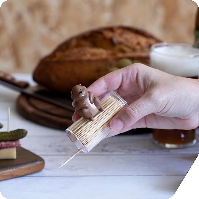 PELEG DESIGN Toothpick Holder - Playful Toothpick Dispenser, Fun and Decorative Plastic Toothpick Holder for Easy Access During Meals or Gatherings (Woody)