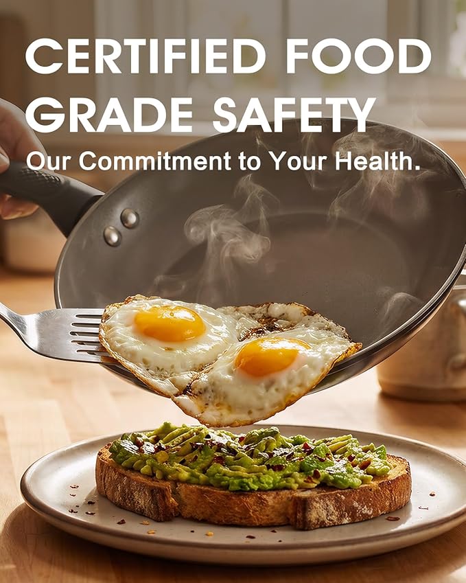 UFIRE 11 Inch Nonstick Frying Pan Skillet, Ceramic Frying Pan, Non Toxic Healthy Ceramic Coating, Suitable for All Stovetops, PTFE PFOA PFOS Free, Black