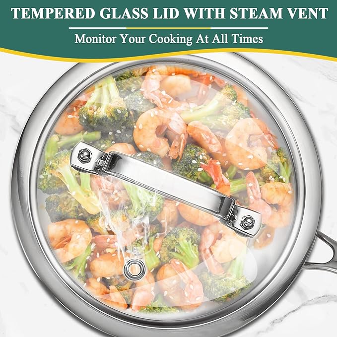 DELARLO Stainless Steel Small Brushed Saucepan With Lid, Induction Cooking Sauce Pot Pan, Full-body Clad Tri-Ply Heavy Bottom Saucier Cookware, Dishwasher Safe & Oven Safe(2 Quart)