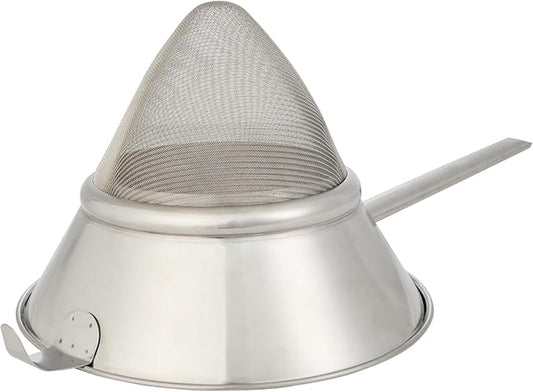 Restaurantware Chinois Strainer 1 Count 10.2" Stainless Steel Bouillon Cone with Extra Fine Mesh China Cap Strainer for Sauces, Stocks, Soups, Broths, Sifting, Sieving, Professional Kitchen Tools