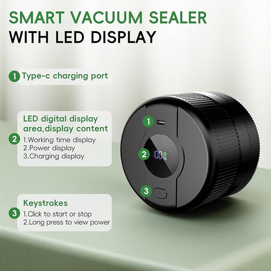 Mason Jar Vacuum Sealer Kit, Electric Sealer for Wide, Regular Mouth Mason Jars, Portable Vacuum Sealer for Jars, Birthday Gifts for Her, Gifts for Mom, Grandma