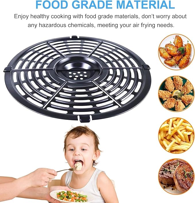 HEISENLIN 6.5QT Air Fryer Grill Crisper Plate for Ninja OP302/OS301/OS300/FD302/FD305 Foodi Pressure Cooker Air Fryers, Upgraded Grill Pan Grate Tray Rack Grid Shelf for Ninja Air Fryer, Nonstick