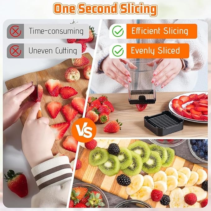 Fruit Slicer Cup Detachable Fruit and Vegetable Slicer with Push Plate Strawberry Banana Grape Cutter Egg Slicer for Hard Boiled Eggs Rapid & Safe Slicing Kitchen Gadgets for Easy Food Prep
