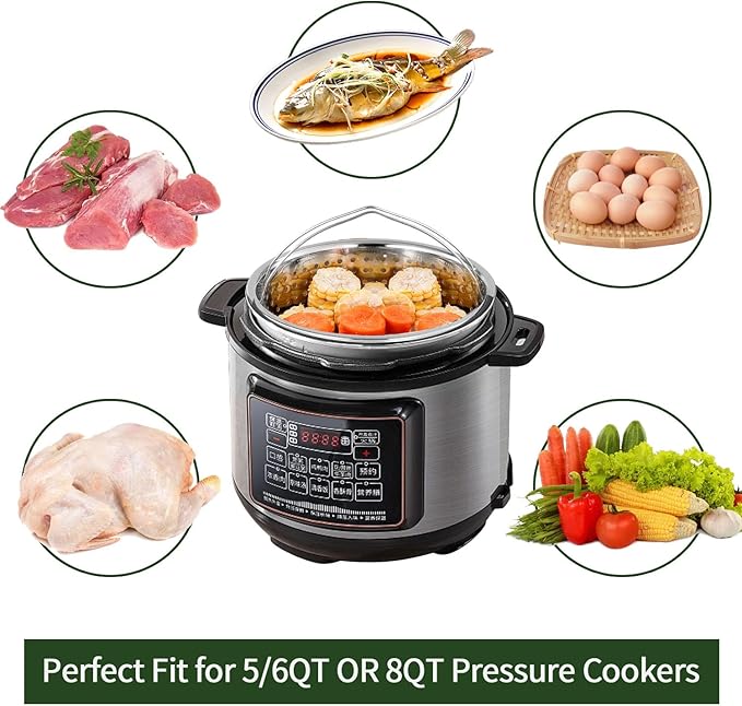 Steamer Basket for Instant Pot Pressure Cookers Pots Accessories Steamer Basket with Egg Steamer Rack Steamer Divider (Steamer Basket+ Rack)